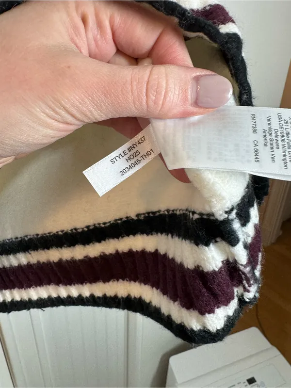 Madewell Ribbed-Trim Mockneck Sweater Jet Black Stripe size larg‎e cotton wool - Image 6