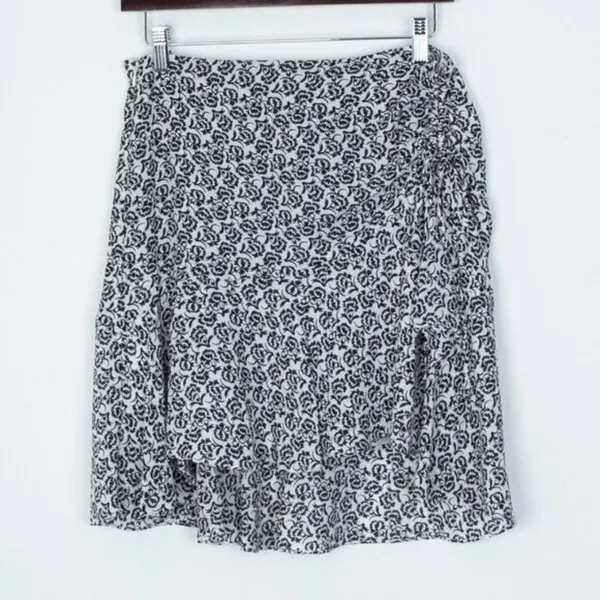ALC Frank Womens Farrow Silk Floral Flounce Skirt Size 2 Black‎ White Feminine Fairy - Image 3