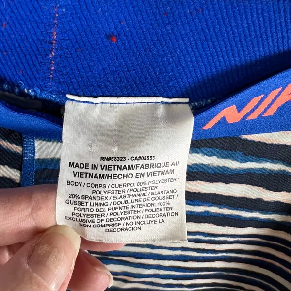Nike Pro Dri-FIT Women Blue Pink‎ Striped Compression Athletic Shorts Size Large - Image 4