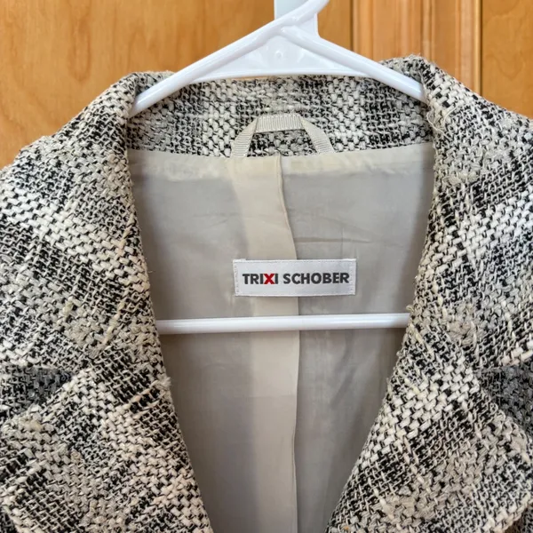 Trixi Schober Tweed Blazer Jacket Women's Size‎ 12 Black White Multi-Color - Image 2