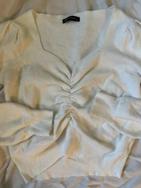 Pretty Garden White Ribbed Sweater - Image 7