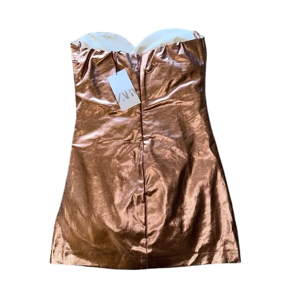 Zara Nwt Mettalic Gold Jumpsuit Medium Bloggers Fave - Image 12