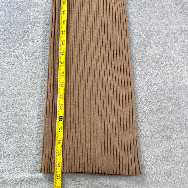Bebe Ribbed Knit Bodycon Dress Womens XS Sesame Tan Gold‎ Button Shoulder Slit - Image 12