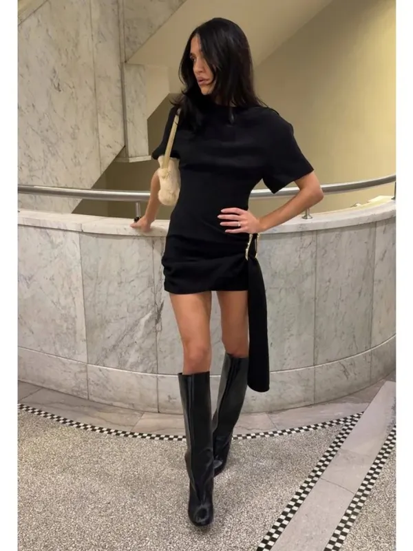 Lioness Martini Mini Dress in Onyx Medium New Womens Tailored Shirtdress - Image 10