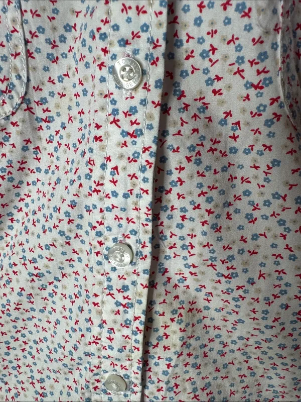 Tommy Hilfiger Ditsy Floral Tie Sleeve Button Down Blouse Size Medium - Image 7