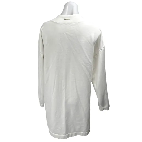 Gymshark White Long Sleeve Knit Mid Length Open Cardigan Sweater Top Size M - Image 5