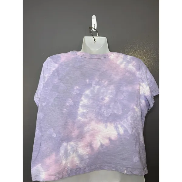 Gap Pink Floyd Shirt Womens Large Purple Tie Dye Dark Side Graphic Cropped Tee - Image 5