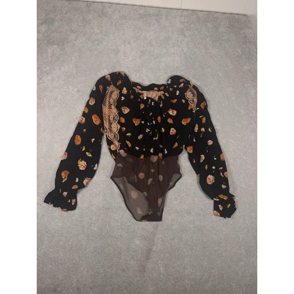 Free People Poppy Floral Printed Bodysuit‎ small Boho Flowy - Image 3