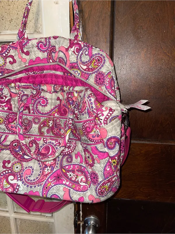 Vera Bradley Quilted Paisley Pink Travel Tote Bag - Image 7