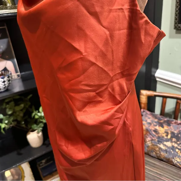 Lulus Silky Orange Maxi Dress – Taylor Swift-Inspired, Size Large - Image 6