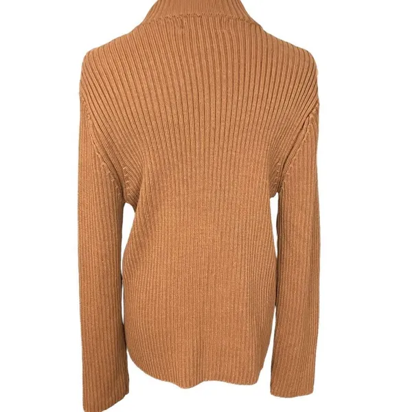 Vintage Y2K Lisa International Sweater Jacket Camel Suede / Crochet Knit XL - Image 4