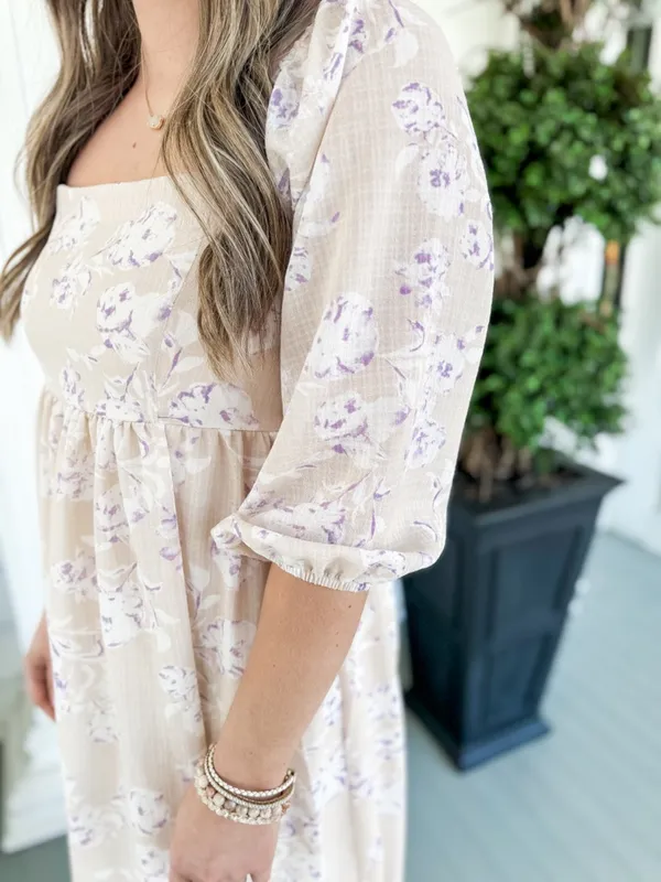 Gilli Cream Floral Square-Neck Midi Dress - Image 2