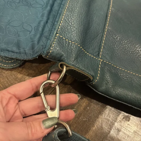 Fossil Long‎ Live Vintage Women's Teal Green Pebbled Leather Purse Crossbody Bag - Image 16