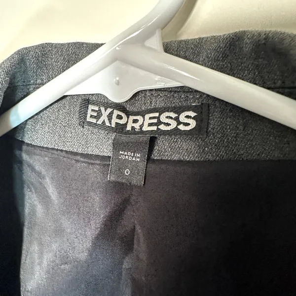Express Notch Collar One Button Blazer Jacket Gray Business Office Womens Size 0 - Image 2