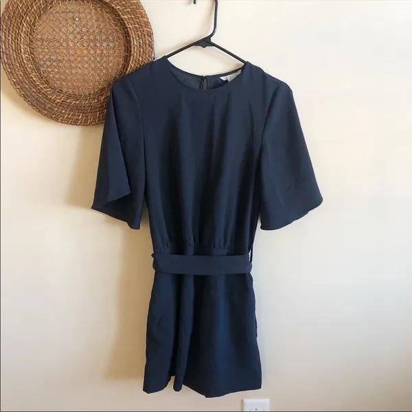 H&M Dark Blue Romper with Tie Belt - Image 2