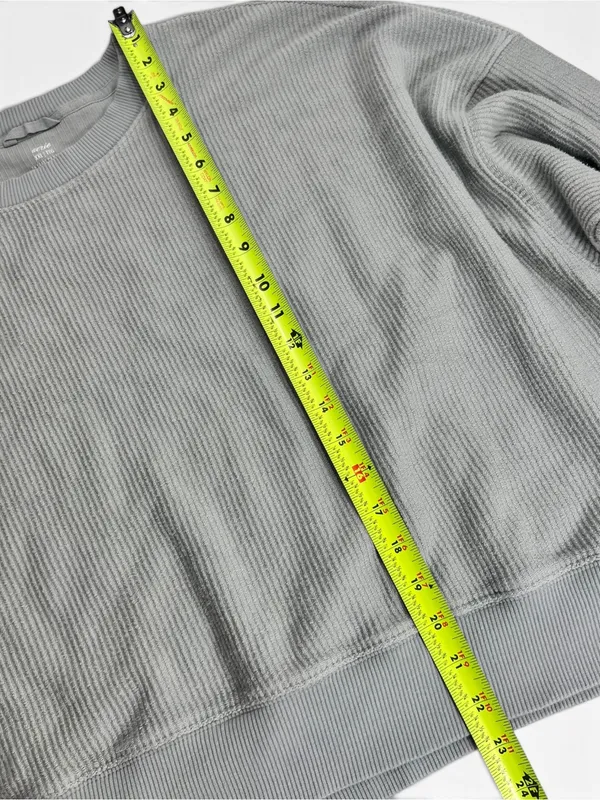 Aerie New Love Corded Cropped Crew Sweatshirt - Stone Gray - Image 5