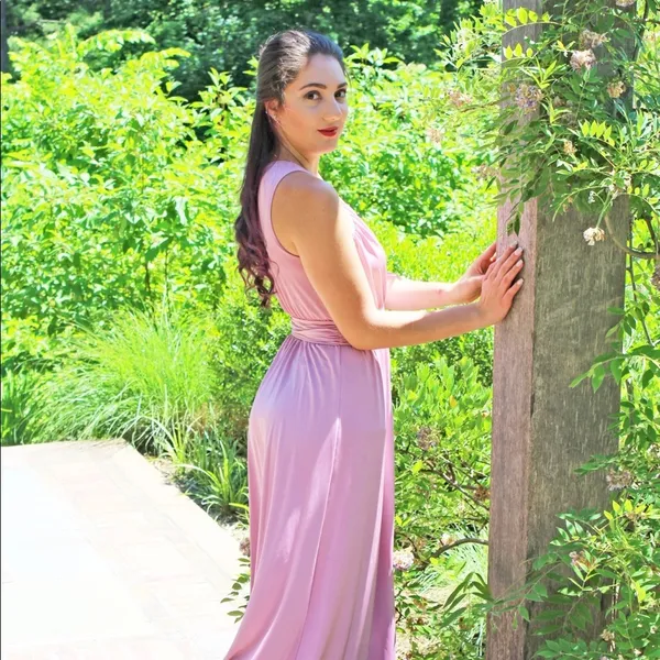 Long Sleeveless Flowy Bridesmaid Cocktail Evening Purple Size M - Image 3