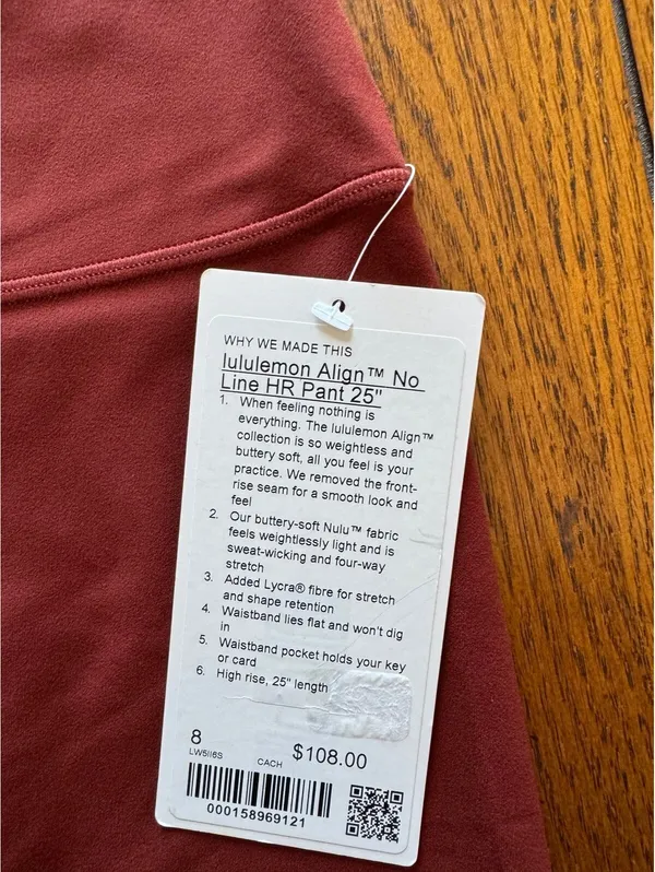Lululemon Align No Line High Rise 25” Cranberry Charm Size 8 NWT - Image 5