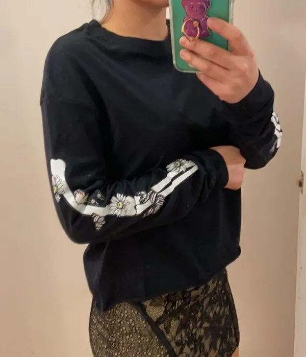 Skeleton sleeve top. M Black Size M - Image 6