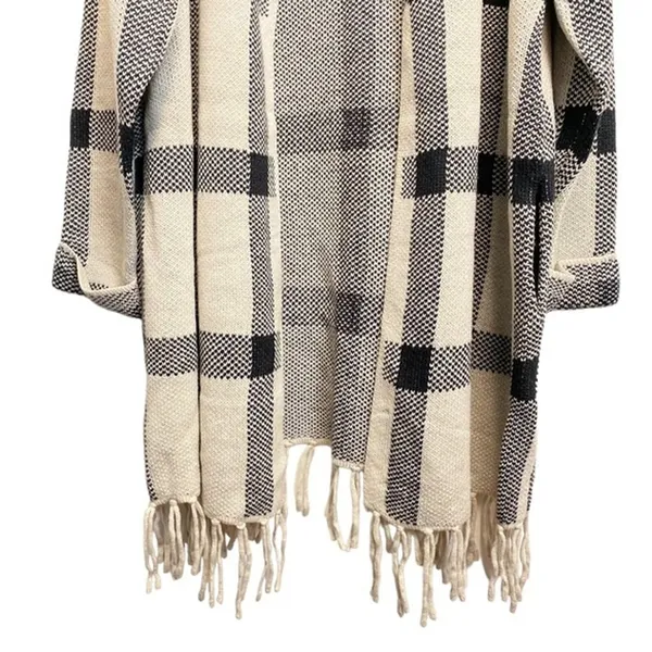 Adrienne Vittadini 3X Open Fringe Cardigan Long Sleeve Oatmeal Duster Sweater‎ - Image 3
