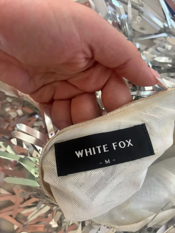 White Fox Boutique Sequin Dress Silver - Image 3