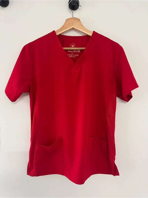 Cherokee Tan V-Neck Scrub Top Medium Medical Scrubs workwear doctor stretch - Image 3