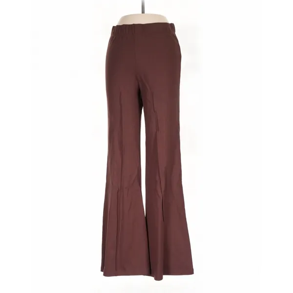 Le Bop Brown Flare Pants High Waisted Seam Detail Small Minimalist Fall - Image 2
