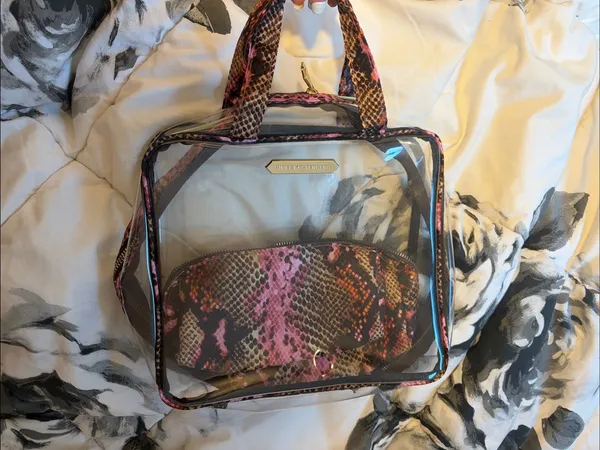 Aimee Kestenberg Clear Travel Cosmetic Bag Set Adele Sunset Snake 3 Piece Set - Image 4