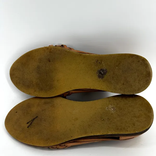Nisolo Huarache Sandals Slip On Closed Toe Woven Leather Boho Almond Tan 9 - Image 8