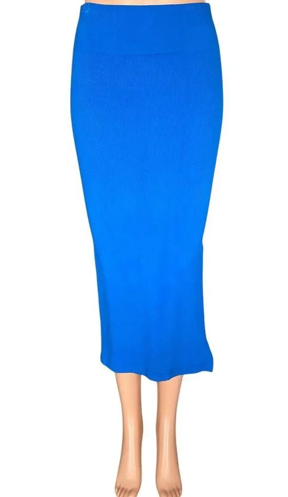 NWT ~ Sexy FABLETICS Bright Blue Long Body Hugging Activewear Slit Skirt MEDIUM - Image 2