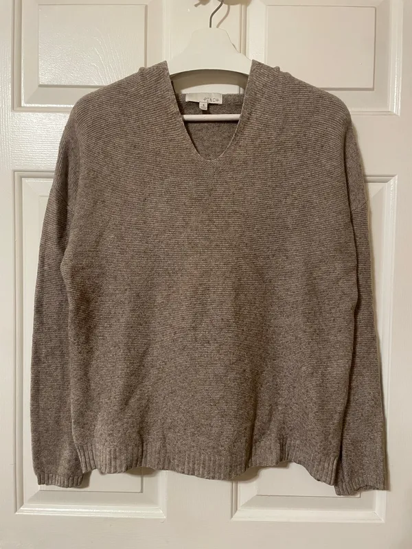 Pinch Taupe V-Neck Hooded Pullover Sweater Size Small - Image 2