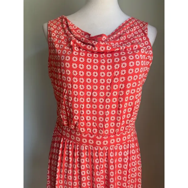 Maeve Anthropologie Medium Orange Floral Cowl Midi Jersey Dress boho cottage re - Image 3