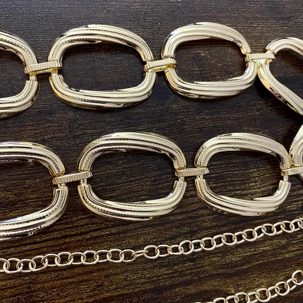 Gold Y2K Chunky Textured Oval Link Waist Chain Belt, Fits 20-40 Inches, X7GA1407 - Image 7