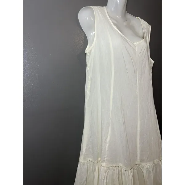 Source Unknown White Tiered Flowy Maxi Dress Womens 36 Sleeveless V Neck Boho Summer Casual - Image 5