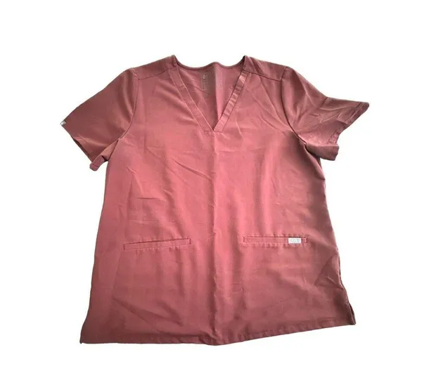 FIGS Technical Collection Casma V Neck Scrub Top Stretch XL Burgundy FW1100 Q1-5 - Image 10