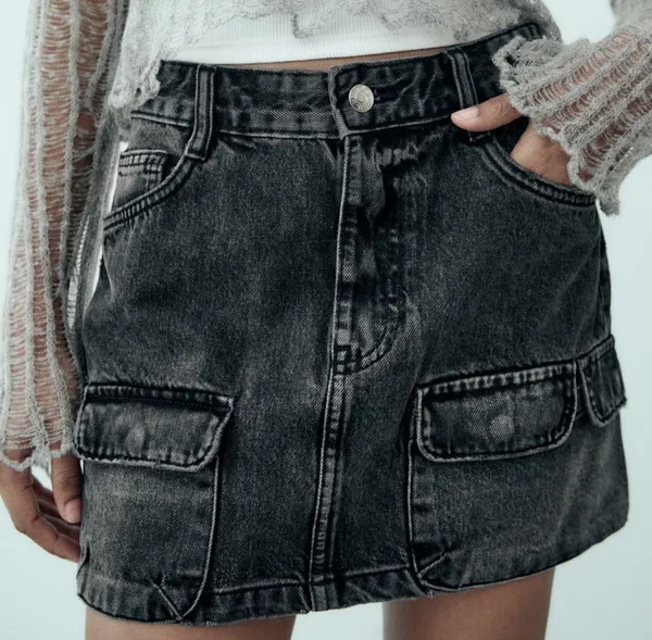 ZARA Denim Cargo Skirt TRF - Image 3