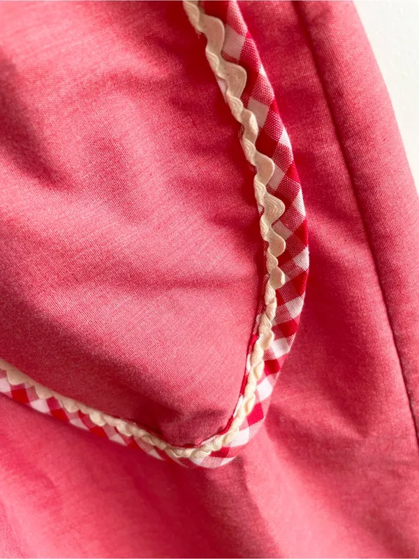 Vintage 50s 60s Komar Red Gingham Dress M Smocked Waist Pockets Retro Housewife - Image 6
