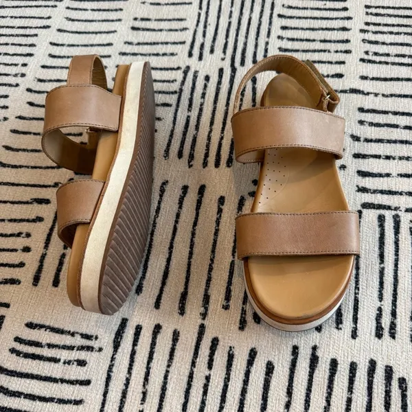 Nisolo Go-To Flatform Leather Platform Sandals Almond 7.5 - Image 2