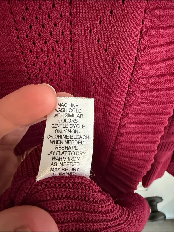 Torn by Ronny Kobo Burgundy Pointelle‎ Knit Peplum Top Small - Image 4