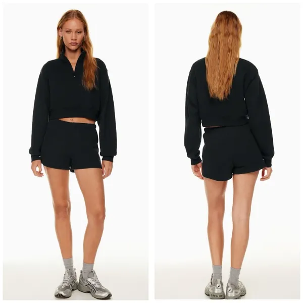 Aritzia TNA Sweatfleece Cozy Fleece Perfect Fit Shorts Size XS Black Loungewear - Image 2
