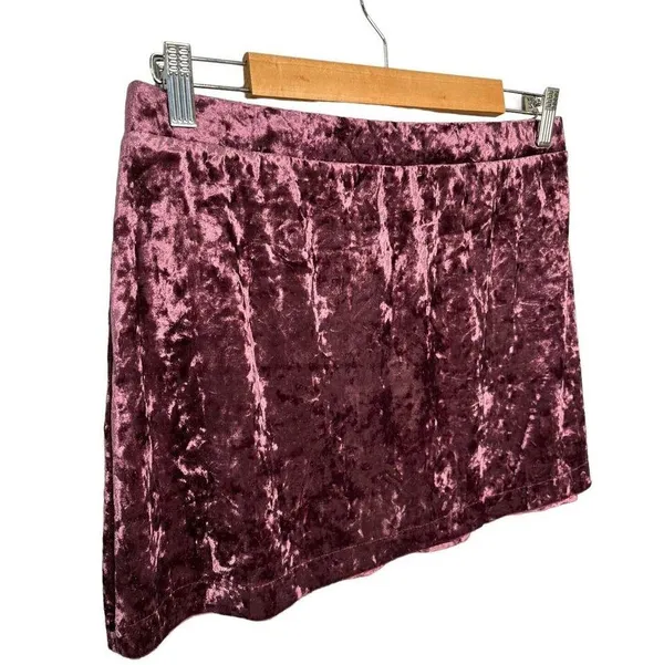 New Nordstrom Skirt L Crushed Velvet Velour Mini Retro 90s Y2K Abound Burgundy - Image 10