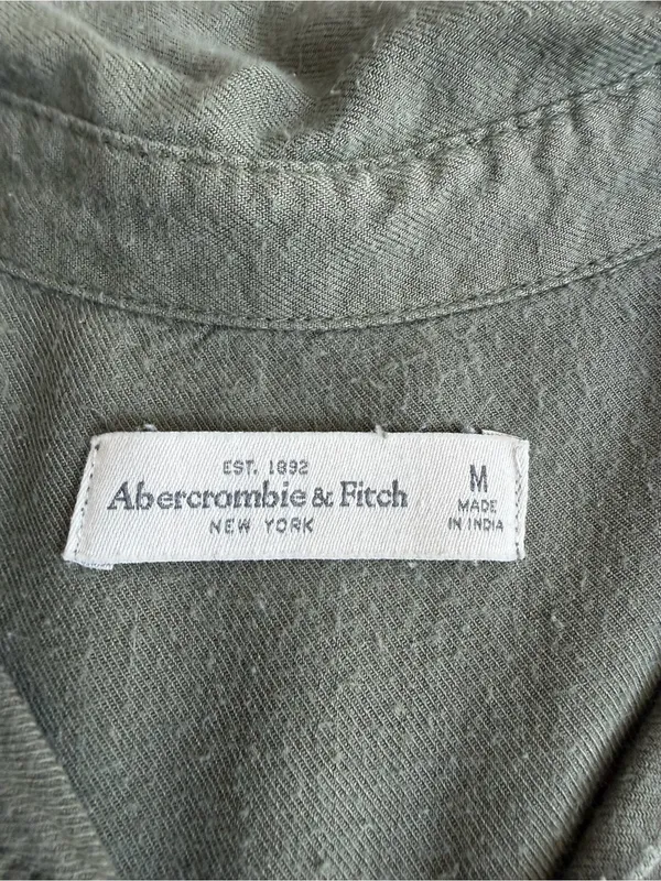 Abercrombie & Fitch Olive Green Oversized Utility Button Down Shirt M - Image 3