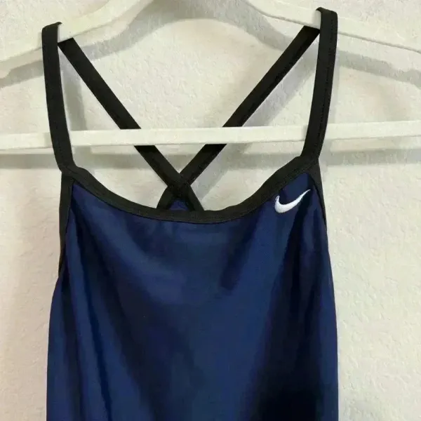 Nike Solid Poly Lingerie‎ Tank One Piece Swimsuit Navy 34/Womens Size 8 - Image 4
