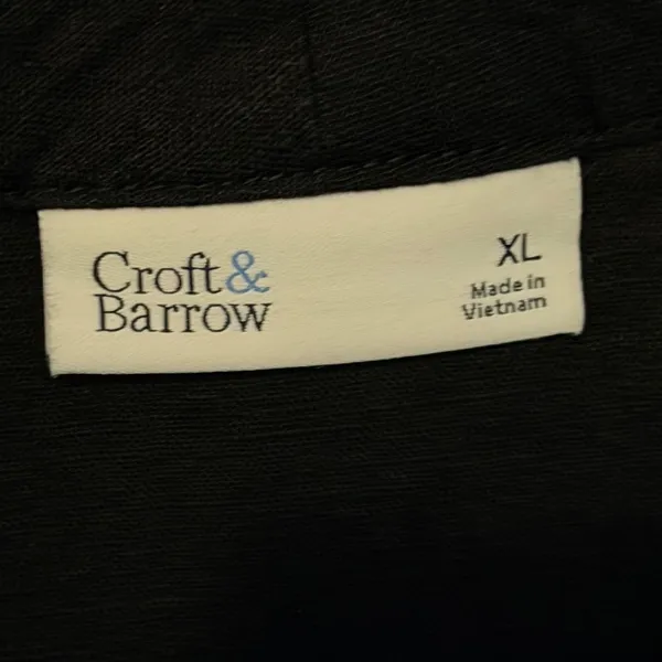 Croft & Barrow Womens XL Black Linen V-Neck Sleeveless Tank Top Pleated Bib - Image 2