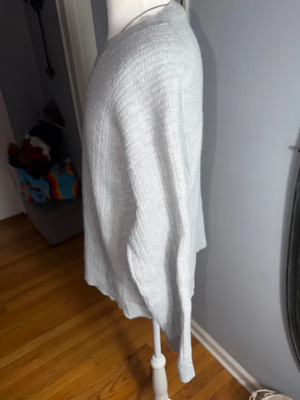 The Group Aritzia 100%Wool 100 Laine Light Blue Ribbed Crewneck Sweater - Image 5