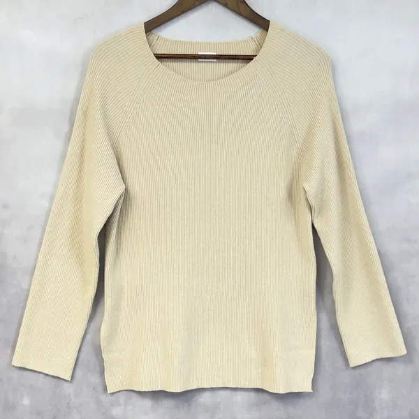 Zyia Active‎ Delphine Ribbed Sweater Women Large Ecru Minimal Athleisure Scandi - Image 13