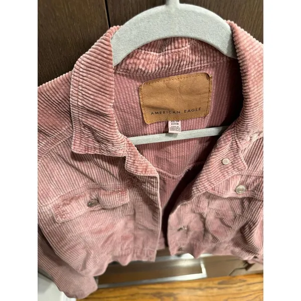American Eagle Outfitters dusty rose pink corduroy cropped jacket woman XS - Image 2