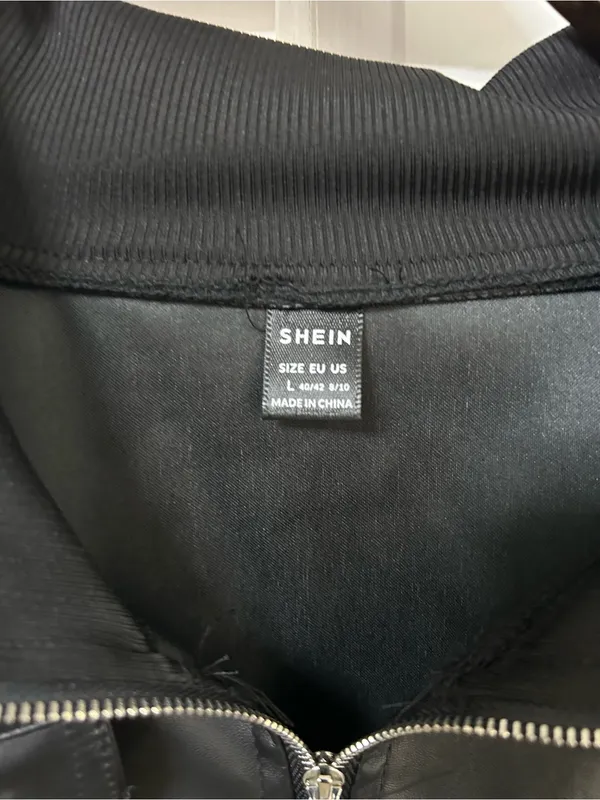 SHEIN Black Faux Leather Zip-Up Dress Jacket - Image 3