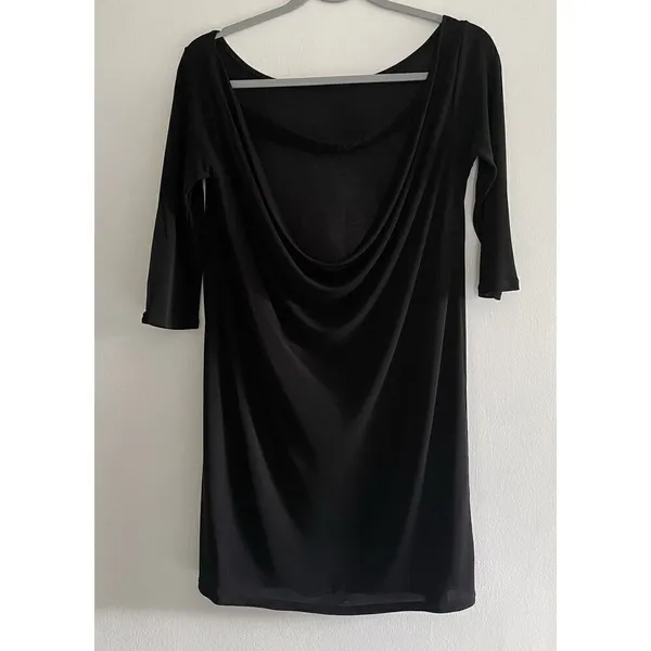 Vintage STILE BENETTON Black Women’s 3/4 Sleeve Italian Open Back Tunic Top M - Image 2