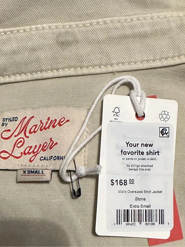 Marine Layer Molly OversizedShirt Jacket Stone Beige Xsmall New Shacket $168 - Image 13
